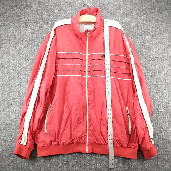 Lot29 Premium Wear Men's Full Zip Windbreaker Jacket Red XXXL Chest Striped - Picture 14 of 16